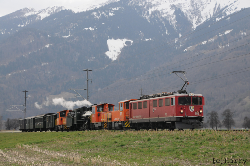 Ge 6/6 II 702, Tm 2/2 117, Tmf 2/2 86, G 4/5 107, Tmf 2/2 88
30.03.2023 Leihgabe ans Verkehrshaus Luzern
