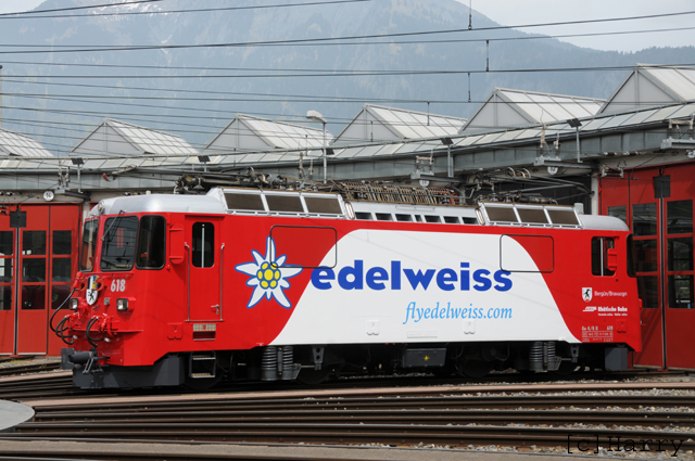 Ge 4/4 II 618
03.05.2013 Neue Werbung "Edelweiss Air"
