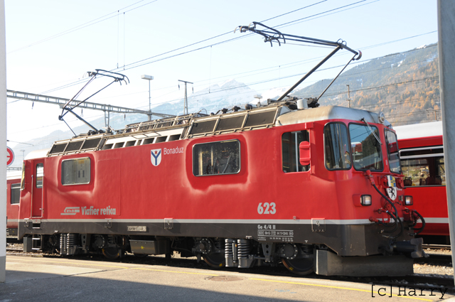 Ge 4/4 II 623
17.12.2013 Neue Werbung "125 Jahre RhB"
