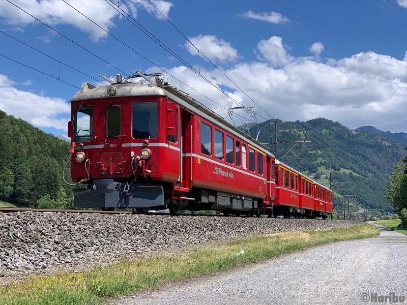 ABe 4/4 501, A 1251, B 2302
12.06.2020: Testfahrt nach Revision von Landquart nach Davos und zurück.
