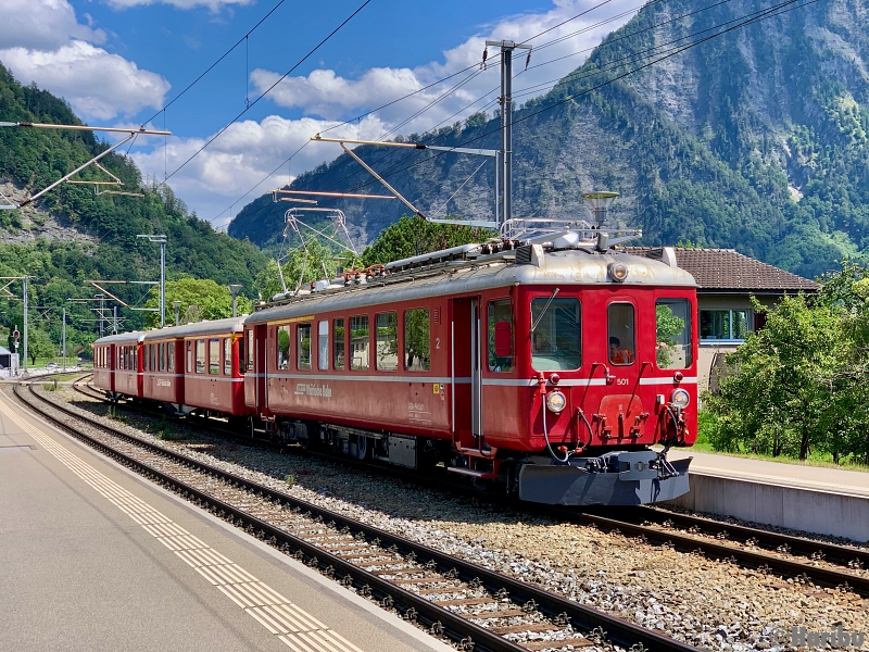 ABe 4/4 501, A 1251, B 2302
12.06.2020: Testfahrt nach Revision von Landquart nach Davos und zurück.
