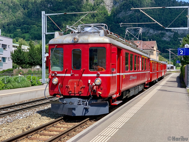 ABe 4/4 501, A 1251, B 2302
12.06.2020: Testfahrt nach Revision von Landquart nach Davos und zurück.
